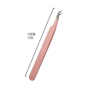 Ensemble de pinces de précision professionnelles en acier inoxydable rose, durables, antistatiques, avec poignée antidérapante pour extensions de cils, beauté fine - Product Image 4