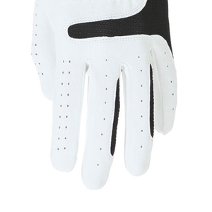 Gants de golf blancs respirants avec détails contrastés noirs, accessoire de sport en cuir synthétique durable, paire - Product Image 5