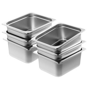 Set di 6 Vassoi Antiaderenti per Buffet da 6 Pollici, Profondità 6 Pollici, in Acciaio Inox Commerciale, Spessore 0,8 mm, per Hotel e Ristoranti - Product Image 1