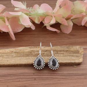 ต่างหูเงินแท้ 925 ประดับพลอยออนิกซ์สีดำธรรมชาติ สำหรับผู้หญิง พลอยแท้ หรูหรา เหมาะสำหรับงานปาร์ตี้ หินประจำเดือนธันวาคม - Product Image 4