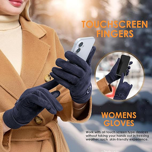 Gants en cuir de luxe pour femmes avec doublure en mélange de cachemire et doigts compatibles avec les écrans tactiles pour une élégance hivernale - Product Image 3