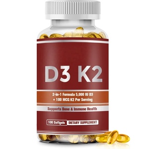 Capsule Softgel OEM di Vitamina D3 K2 MK-7 5000 UI 125mcg per il Supporto di Ossa, Cuore e Immunità, Integratore con Etichetta Privata, Vendita all'Ingrosso - Product Image 1