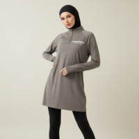 Haut élégant et modeste à manches longues pour femme avec trous pour les pouces, écologique, respirant, protection UPF50+, vêtement de sport pour toutes les saisons, idéal pour la superposition