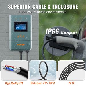 Caricatore EV Intelligente di Livello 2, 240V, Spina NEMA 6-50, 11.5 kW, 0-48A Regolabile, Montaggio a Parete, Cavo da 24 Piedi, per Veicoli Elettrici, WiFi - Product Image 4