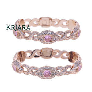 Women's Rose Gold Plated 18K <b>Solid</b> Gold Moissanite <b>Bracelet</b> Marquise Cut Pave Setting Luxury Chain Link <b>Bracelet</b> - Product Image 1