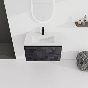 Mobile bagno sospeso da 30 pollici con lavabo in ceramica e anta con chiusura ammortizzata, kit di montaggio (KD) - Product Image 6