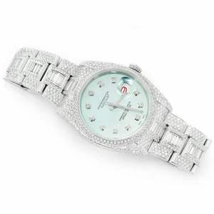 Reloj de Lujo con Incrustaciones de Moissanita, Esfera Azul Hielo, Reloj Mecánico Automático con Diamantes, Acero Inoxidable - Product Image 2