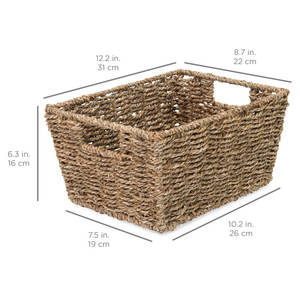 Stackable <b>Seagrass</b> <b>Laundry</b> Organizer Tote <b>Baskets</b> with Insert Handles Multipurpose Handwoven Design - Product Image 3