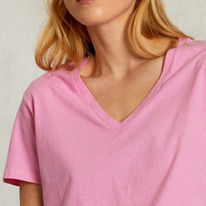 High Quality Women's Custom <b>T</b>-<b>Shirts</b> V-Neck Side slit Formal custom decoration Eco-Friendly Short Sleeve Tops - Product Image 1