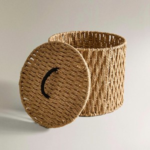 Hot Selling Natural Seagrass Round Storage <b>Basket</b> <b>Laundry</b> Hamper Bin With Lid Suitable for Living Room & Bedroom Decor - Product Image 2
