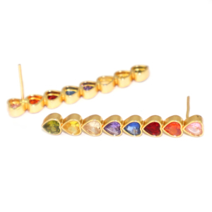 Antique Fashion Cubic Zirconia Gemstone Drop Shape 18K Gold Plated <b>Heart</b> Design Brass Metal Drop <b>Earring</b> For Women Wholesale - Product Image 4