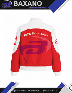 Delta |   Sigma |   Chaqueta de sarga de algodón estilo carreras Theta DST Sorority, ropa griega, chaqueta de carreras con bloques de color para hermandades - Product Image 5