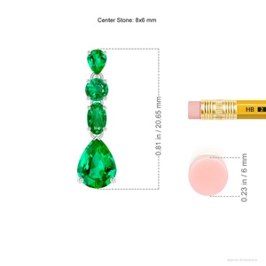 Pendientes de Oro Blanco de 14K con Esmeralda Natural en Forma de Pera, Corte Ovalado y Redondo, Joyería Fina de Lujo para Novias, Regalos - Product Image 2