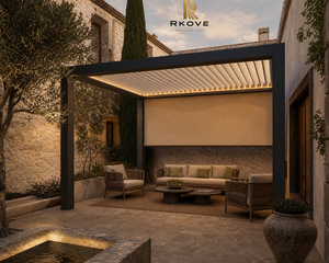Pérgola Exterior de Aluminio RKove 4x5m, Balcón Exterior Cerrado Independiente con 1 Mampara ZIP y LED para Patio de Villa Boutique - Product Image 6