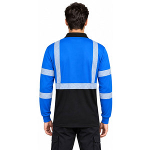 Mens Hi <b>Vis</b> Reflective Safety Workwear Short Sleeve Polo <b>T</b>-<b>Shirt</b> with Mesh <b>High</b> Visibility Work <b>Shirt</b> Customizable Logo - Product Image 3