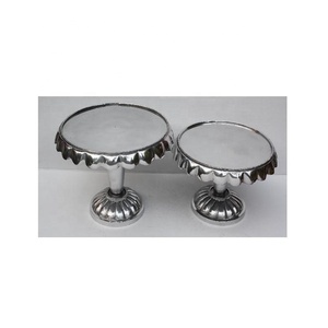 High Quality Cast Aluminium Cake Stand with Mirror Polish Finish Wedding Party Decoration <b>Metal</b> <b>Plate</b> in Two Sizes - Product Image 2