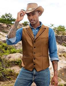 Gilet en cuir pour homme, design personnalisé, haute qualité, tissu tricoté léger, grande taille, style décontracté pour l'hiver, élégant et urbain - Product Image 4