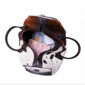 Vintage Tricolor Cowhide Hair on Leather Duffel <b>Bag</b> Large Patchwork Travel Weekender Overnight <b>Gym</b> CarryOn <b>Bag</b> for Men <b>Women</b> - Product Image 3
