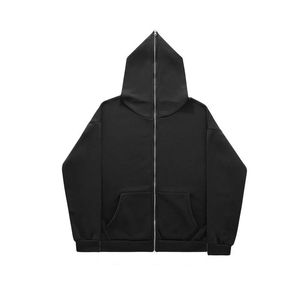 Sweat-shirt à capuche zippé noir pour homme, manches raglan, avec poches, couleur unie, coupe oversize, 100 % coton, écologique, marque personnalisée - Product Image 5