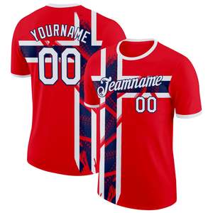Maillot de baseball personnalisé avec drapeau norvégien, manches courtes pour hommes, sublimé, en polyester anti-humidité, vêtements de sport, nom de l'équipe 00 - Product Image 1