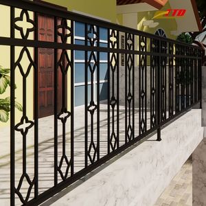 Balustrades de balcon en métal exquises : structure en acier massif robuste et designs architecturaux classiques en fer forgé. - Product Image 3