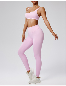 Conjunto Deportivo Rosa para Mujer, Sujetador Deportivo y Leggings de Cintura Alta, 2 Piezas, Ropa Deportiva para Yoga, Gimnasio, Ejercicio, Fitness - Product Image 3