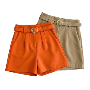 HYPEN SPORTS Short-jupe taille haute pour femme, coupe droite et large, séchage rapide, en polyester/coton peigné, couleur unie, style polyvalent - Product Image 3