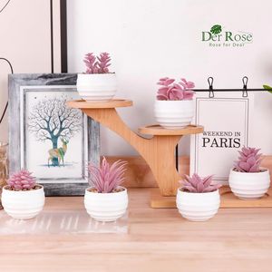 Set of 6 Small Artificial Pink Succulents with Pots for Girls' Room Decor Office Desk Accessories Women's Space-Fake Plants - Product Image 4