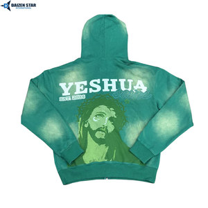 เสื้อฮู้ดซิปแบบยูนิเซ็กซ์ ผ้าฝ้ายฟลีซ 100% พร้อมพิมพ์ลายตามสั่ง เสื้อกันหนาวมีฮู้ดแบบซิปเต็มตัว - Product Image 4