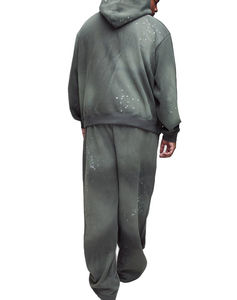 Ensemble de survêtement en coton respirant pour homme, coupe régulière, avec manchons côtelés, poches kangourou, tie-dye, à capuche, entièrement personnalisable, pour l'extérieur - Product Image 6