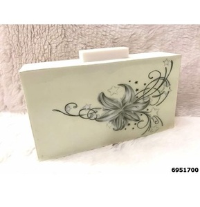 Bolso de Mano Estilo Bohemio Hecho a Mano con Efecto Mármol en Resina, Cierre Magnético, Adorno de Diamantes de Imitación, Correa de Cadena, Tamaño Mediano para Mujer - Product Image 1