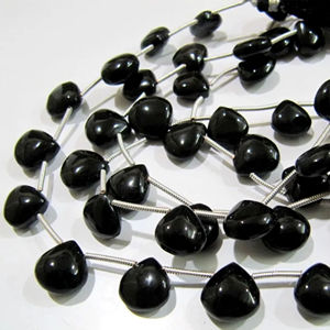 Perles facettées en spinelle noire naturelle en forme de cœur, 5 à 6 mm, brins de 13 pouces de long - Product Image 6