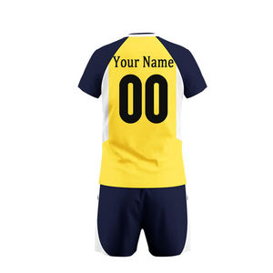 Conjunto de Camiseta de Voleibol Unisex Amarillo Marino, Personalizable con Nombre y Número del Equipo, Sublimada, Transpirable, Sin Mangas, Ajuste Atlético, 100% - Product Image 4