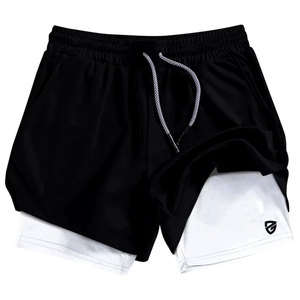 Nouveauté : Short de jogging pour homme avec logo frontal, en toile, à cordon de serrage, séchage rapide, respirant, pour l'entraînement, les loisirs et la course à pied - Product Image 1