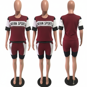 Conjunto de Camiseta y Pantalones Cortos para Mujer, Poliéster y Spandex, Panel con Serigrafía, Logotipo Personalizado, Camiseta 100% Algodón, Conjunto de Pantalones Cortos y Camiseta - Product Image 6