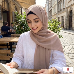 Custom Chiffon Scarf Hijab <b>Silk</b> Feel <b>Head</b> <b>Wrap</b> Shawl OEM ODM Private Label Fashion Textile Manufacturer - Product Image 2