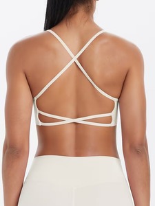 Women Sports <b>Bra</b> Scoop Neck Athletic Vest Removable Pads <b>Low</b> <b>Back</b> Strappy Running Top Gymwear Workout <b>Bra</b> Crop Blanks - Product Image 3
