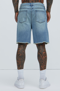 Shorts de Mezclilla Desgastados para Hombre, Cintura Alta, Estilo Casual de Verano, Tela de Algodón Azul Claro - Product Image 3