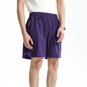 Shorts de bain décontractés pour hommes, jaunes unis, à séchage rapide, taille élastique, taille mi-haute, en polyester/coton - Product Image 3