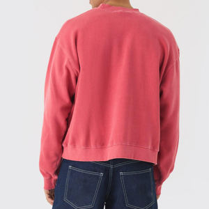 เสื้อสเวตเชิ้ตคอกลมผู้ชาย สีแดง ผ้าฝ้ายถัก สวมใส่สบาย พิมพ์ลายพวงดอกไม้เพชรด้านหน้า ทรงปกติ ใส่ได้ในฤดูใบไม้ร่วง - Product Image 2