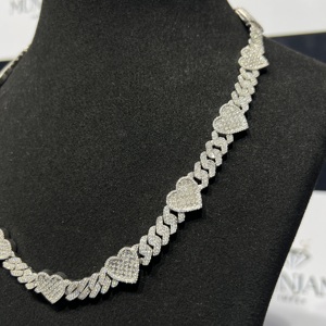 สร้อยคอเพชรรูปหัวใจแบบคิวบันลิงค์ ประดับเพชรโมอิสซาไนต์ VVS สไตล์ฮิปฮอป ชุบเงิน S925 รุ่นขายดีที่สุด พร้อมเครื่องทดสอบเพชร - Product Image 6