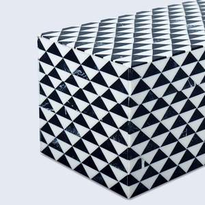 Rectangular <b>Ceramic</b> Storage Box Black White Triangular Pattern Jewelry Organizer 0-1L - Product Image 2