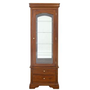 Solid Mahogany Traditional <b>Display</b> <b>Cabinet</b> with Raised Panel Glass Door Two Drawers Bottom Shelf-Living Room Home Furniture - Product Image 3