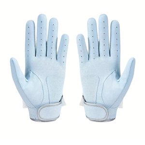 <b>Light</b> Blue PU Leather Golf Gloves With White And Heart Embossing For Women Breathable Design - Product Image 5