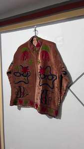 Veste en velours cuivré Handmaid Suzani, motif étoile de mer brodé, manteau bohème, cadeau pour une amie - Product Image 3