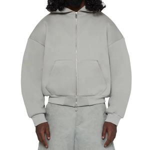 Sudadera con capucha de invierno para hombre, de tejido grueso y pesado, con cremallera completa, forro polar cálido, base sólida y de alta densidad. - Product Image 4