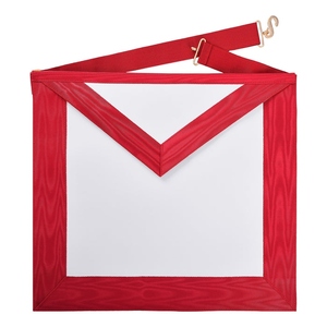 Delantal Masónico de Arquitecto con Grados, Cinta Roja Moiré, Regalia Masónica, Delantal Ceremonial para Logia, Calidad Premium - Product Image 1
