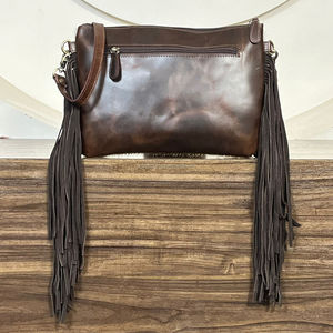 Elegant Hot Selling Women Cowhide Leather Large Capacity Crossbody <b>Bag</b> Genuine Floral Leather Fashionable Fringe Shoulder <b>Bag</b> - Product Image 6