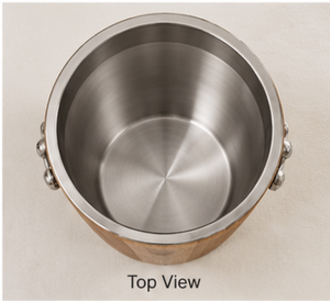 Seau à vin en bois avec bordure métallique et poignée en forme de mors d'équitation, refroidisseur de table rustique pour la décoration de la maison et des restaurants - Product Image 2