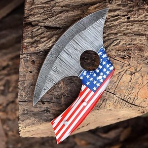 Couteau Ulu artisanal Edge Master Manufacture avec lame en acier Damas, manche en résine, étui en cuir - Qualité industrielle/DIY 7,4 pouces - Product Image 6